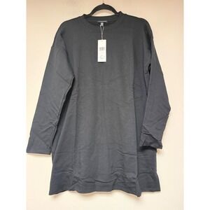 Eileen Fisher Petite Black Long Sleeve Crew Neck Tunic Dress Size PM